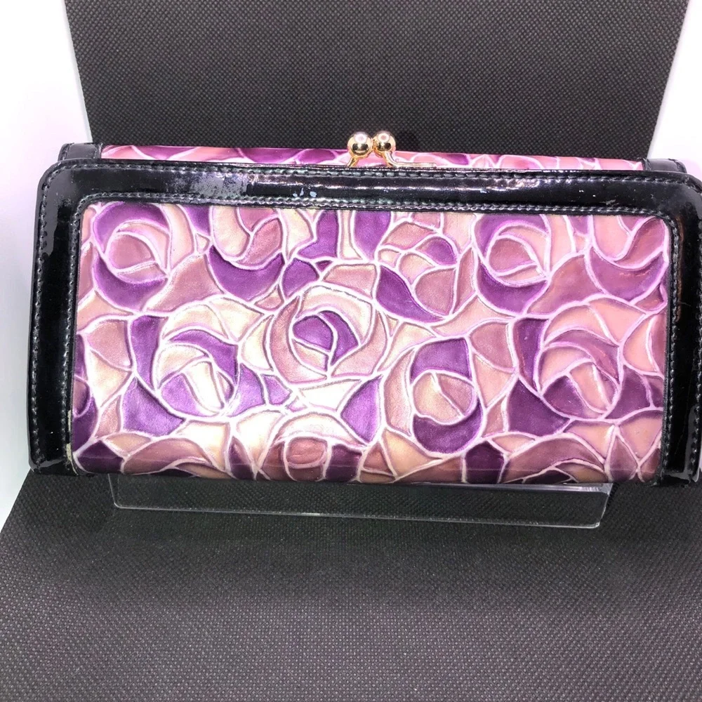 Anna Sui Dolce purple embossed kiss lock wallet